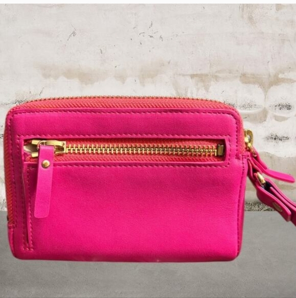 Kate Spade Storybook Lining -Hot Pink Leather Wristlet Clutch W/ & Gift Box - Picture 6 of 10